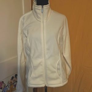NWOT Land's End | Women's White Fleece Zip Up - Size Medium